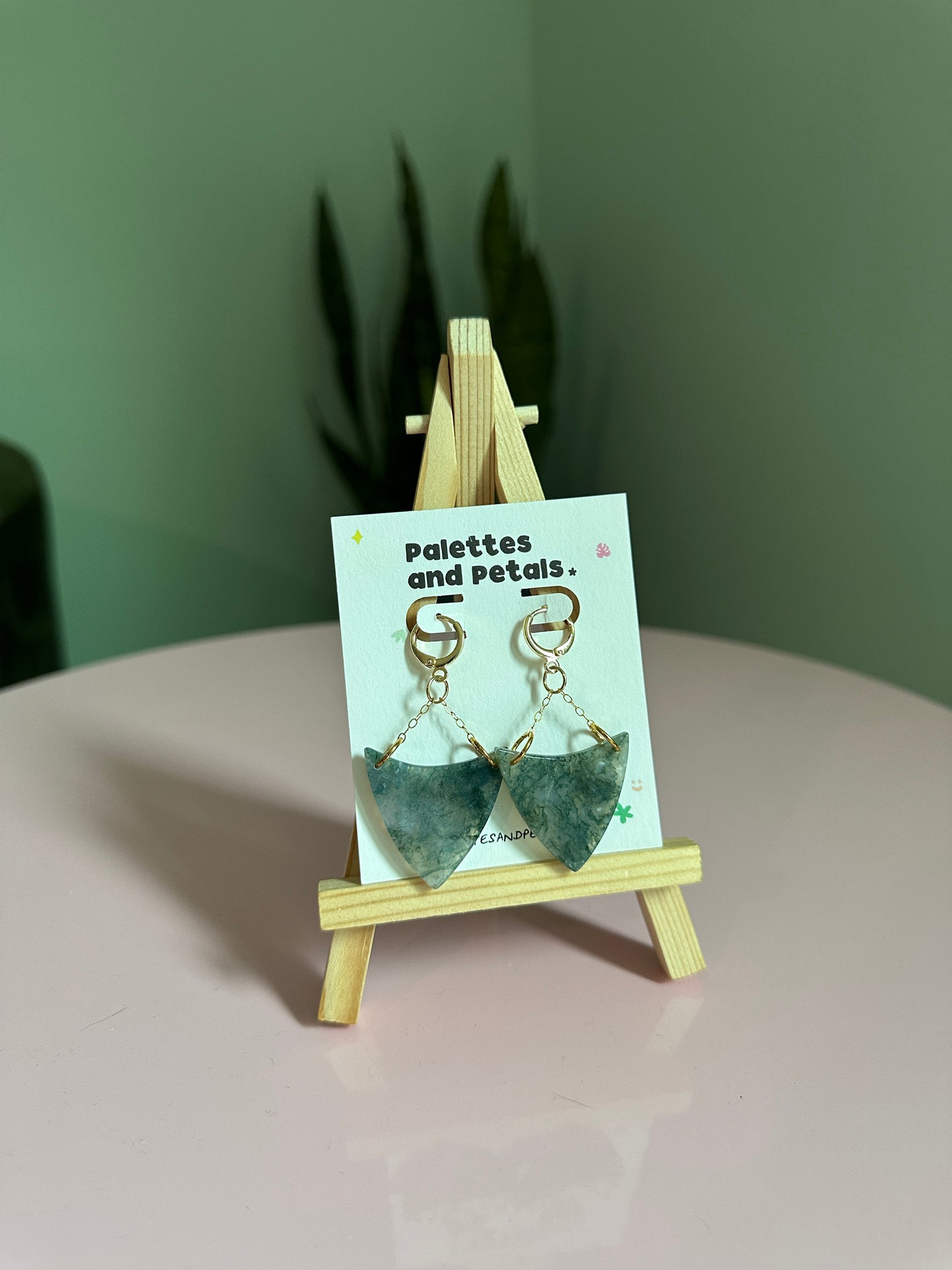 Gold Filled Moss Agate Earrings