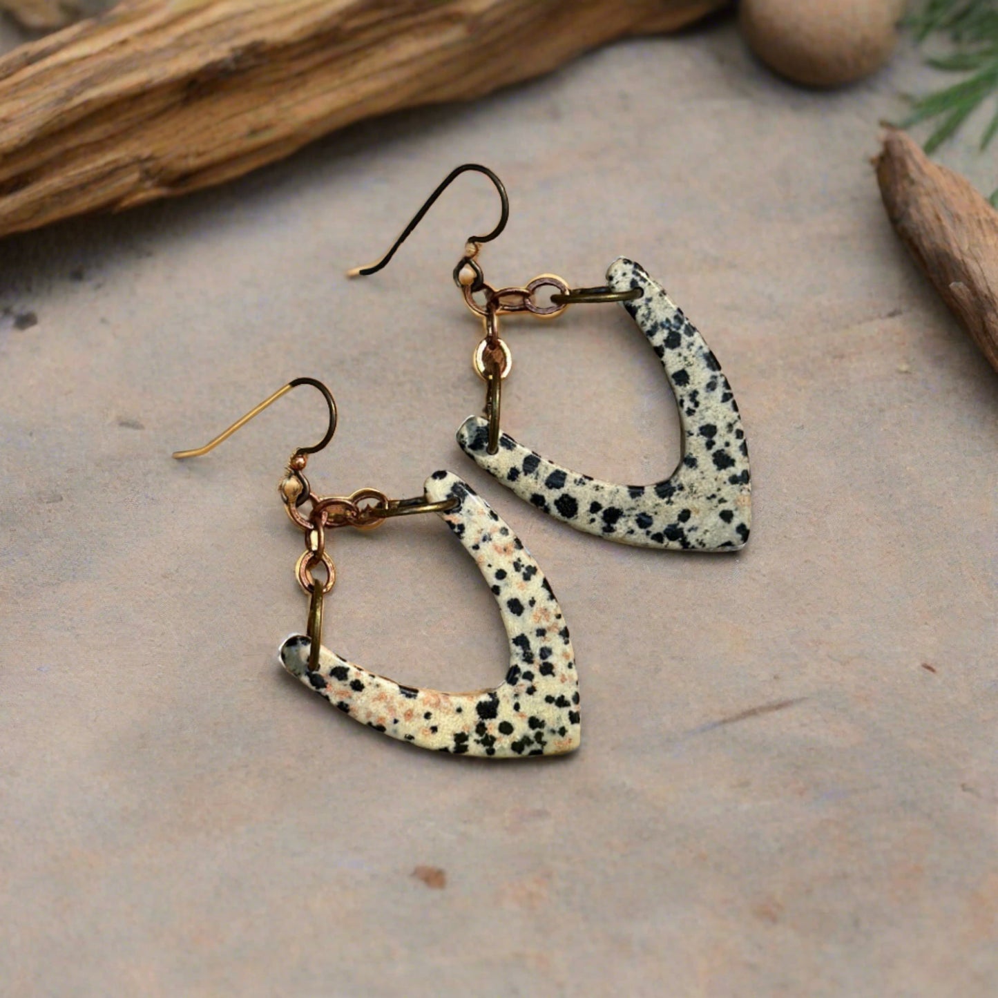 Dalmation Jasper Arrowhead Earrings