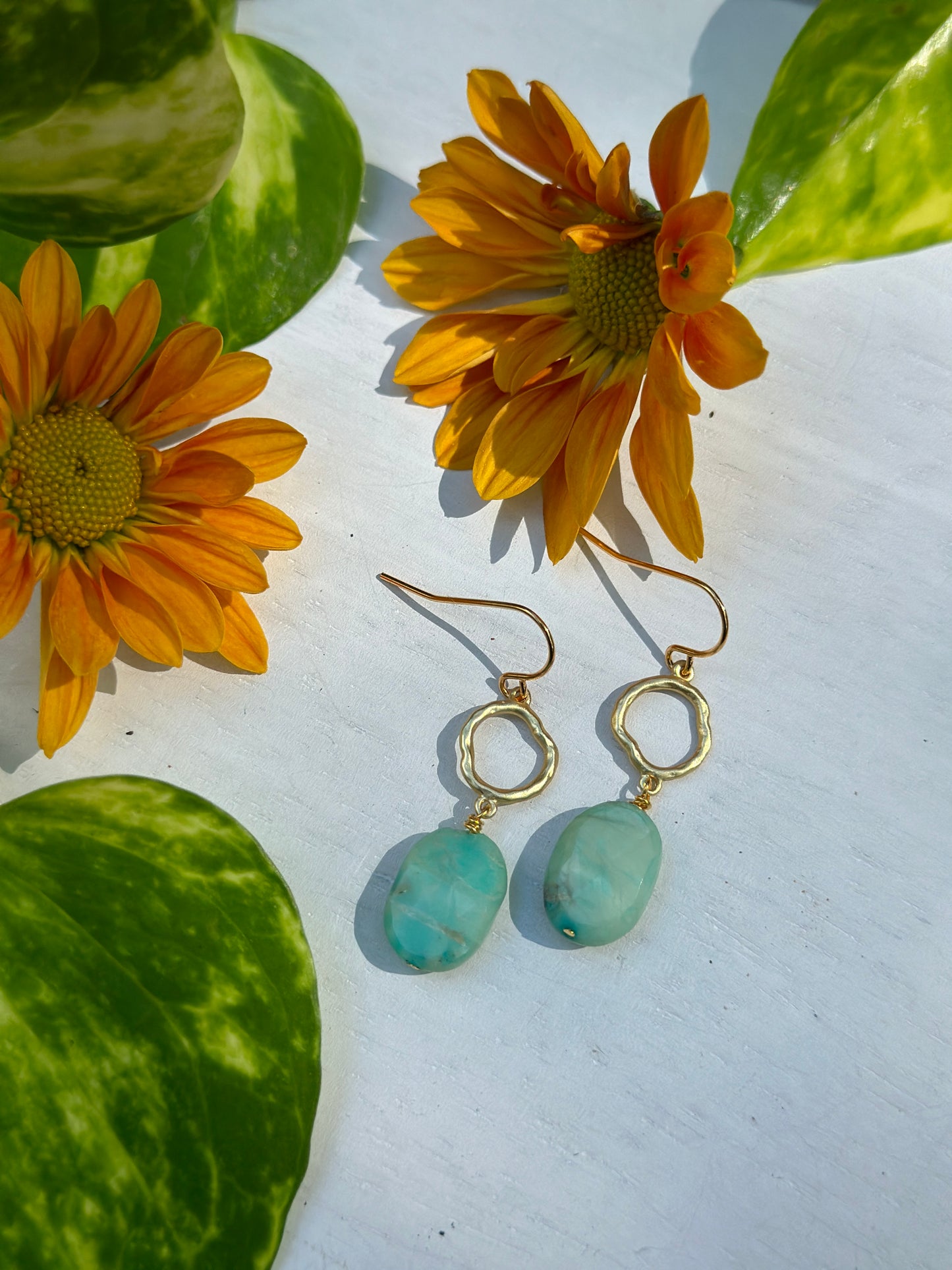 Peruvian Opal Petite Gold Earrings