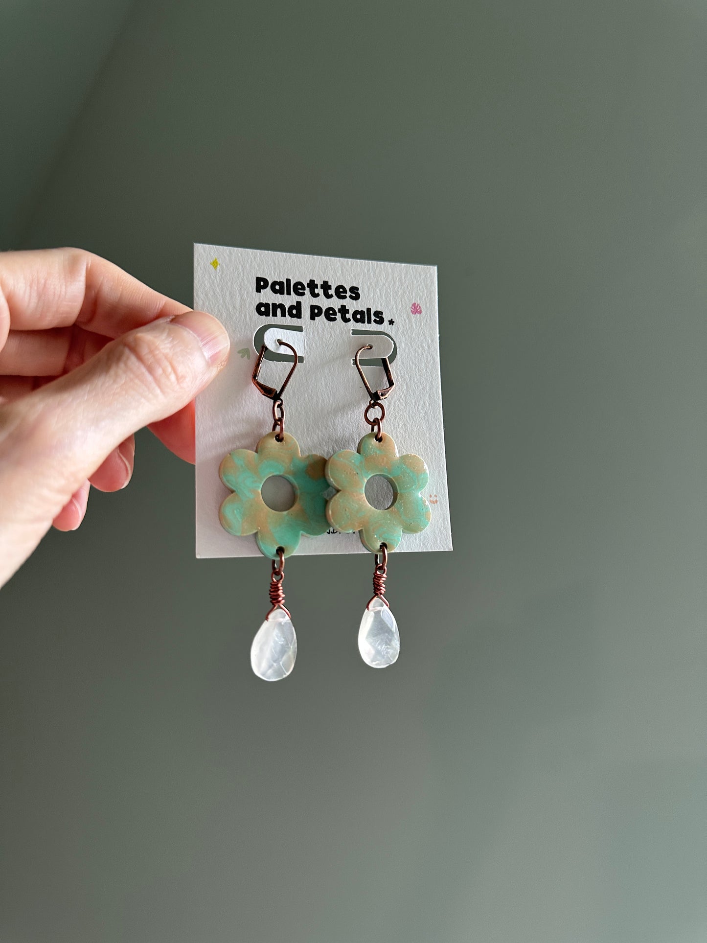 Vintage Daisy Earrings with Rose Quartz