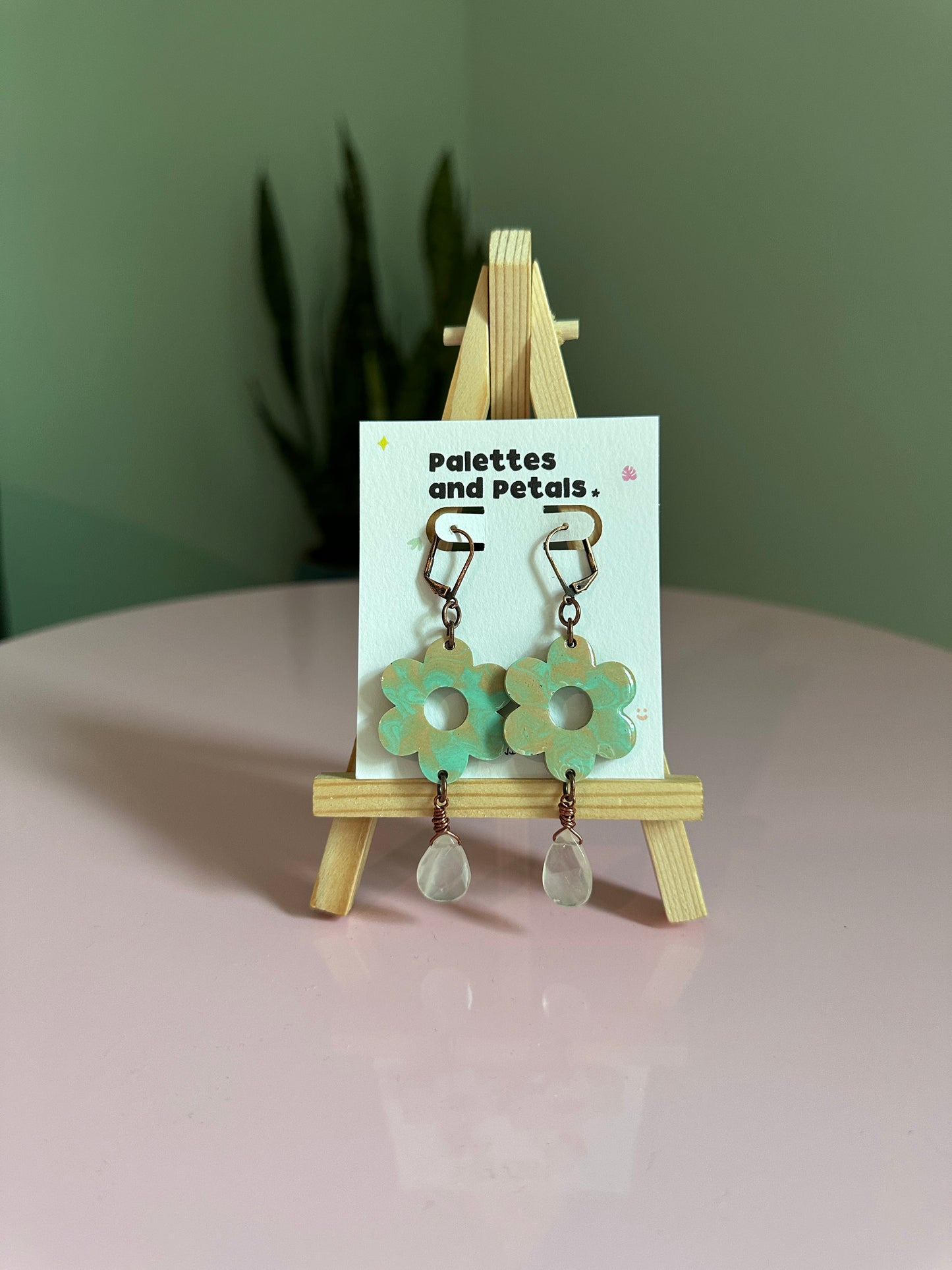 Vintage Daisy Earrings with Rose Quartz