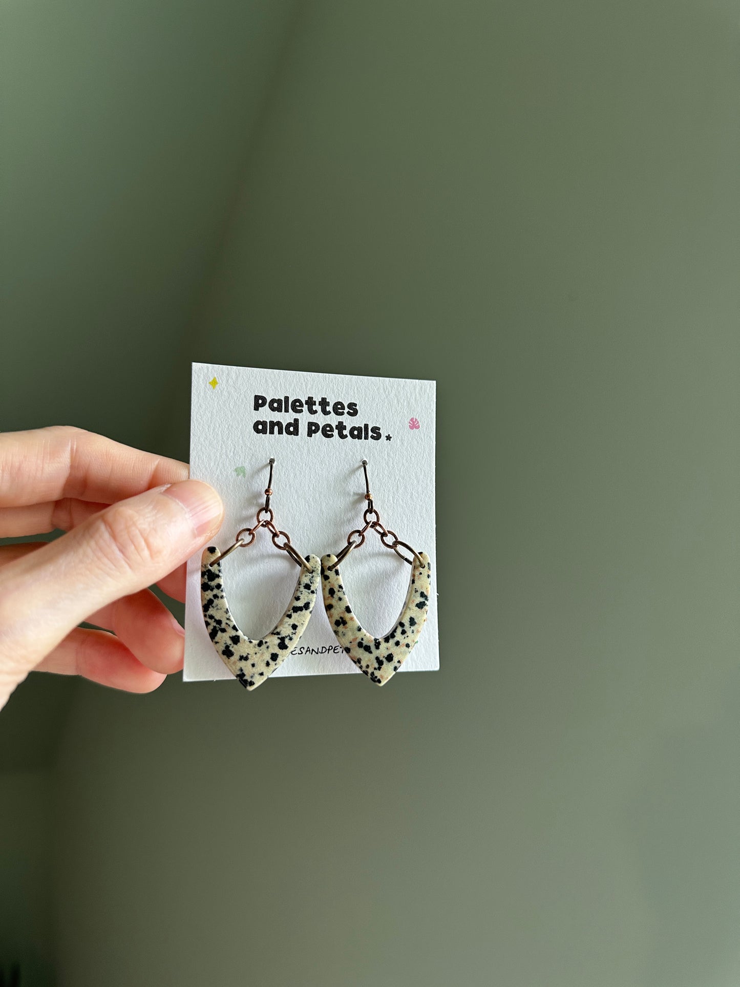 Dalmation Jasper Arrowhead Earrings