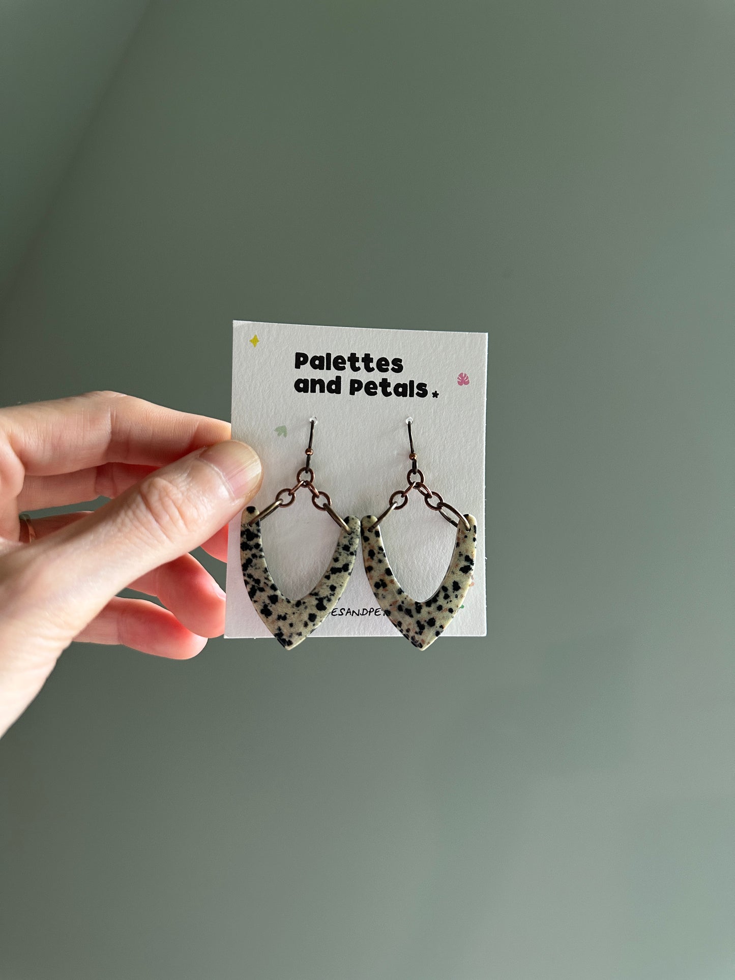 Dalmation Jasper Arrowhead Earrings
