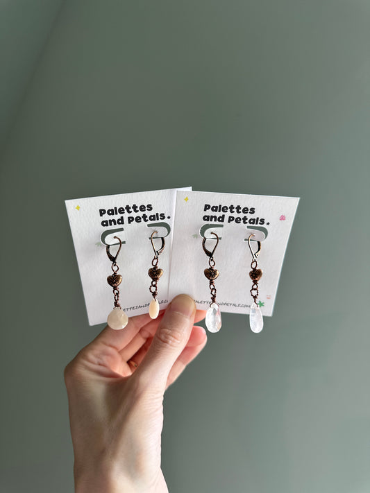 Antique Heart Gemstone Earrings