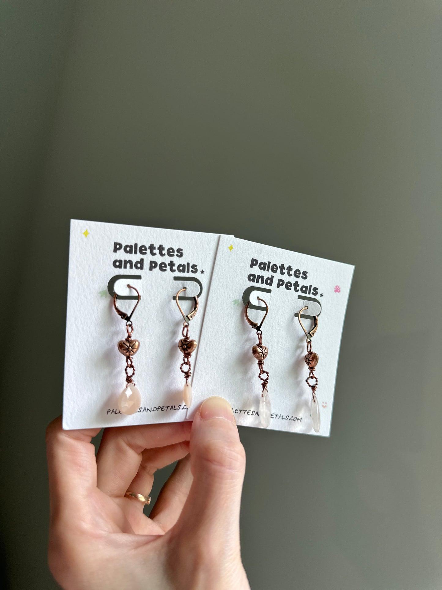 Antique Heart Gemstone Earrings