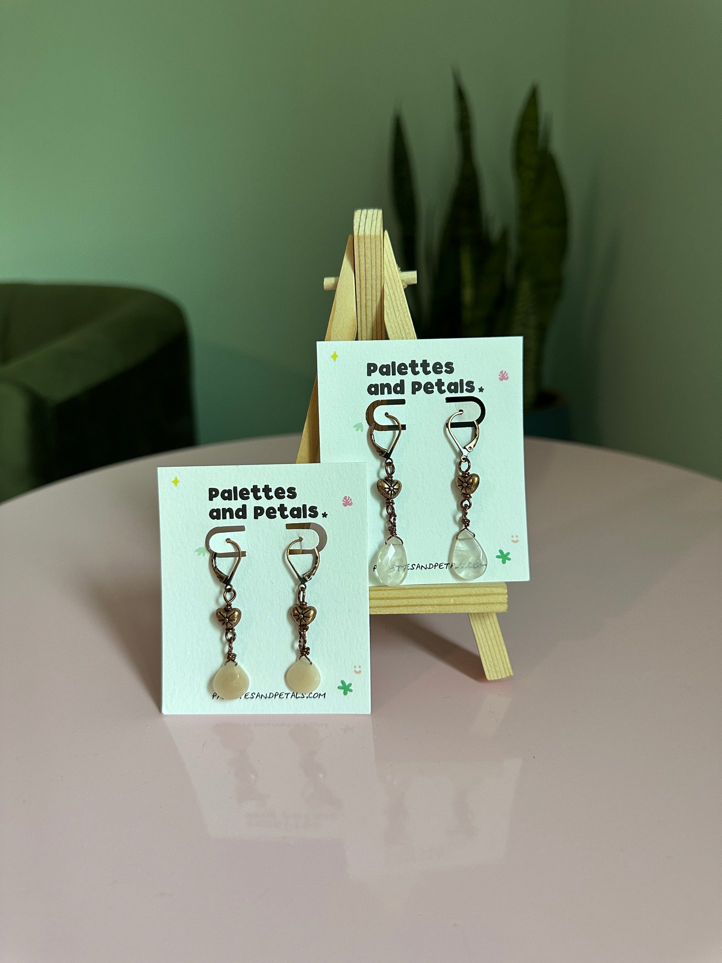 Antique Heart Gemstone Earrings