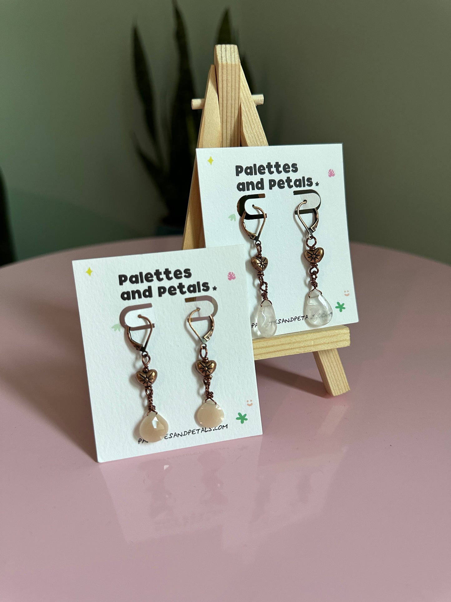 Antique Heart Gemstone Earrings