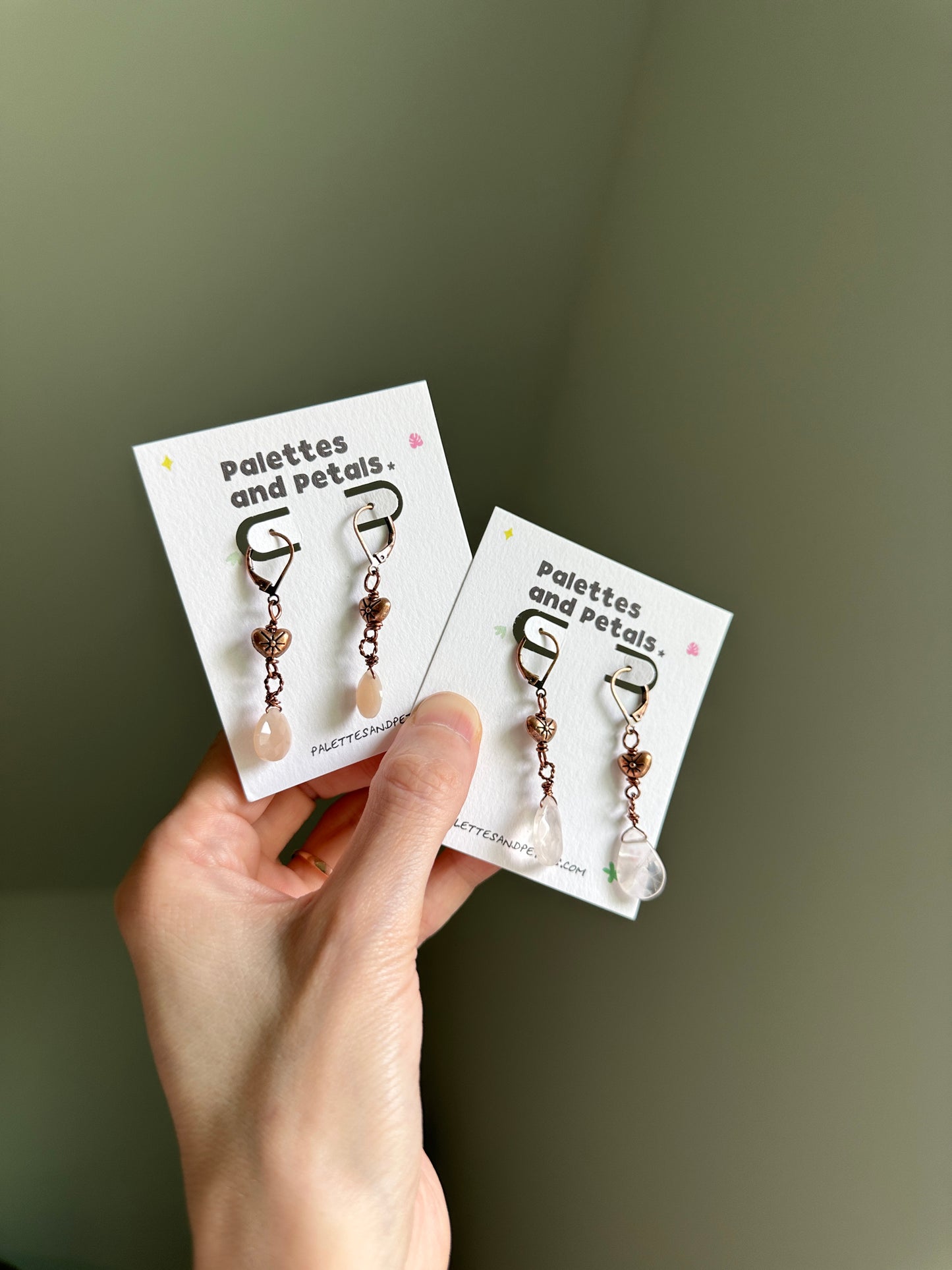 Antique Heart Gemstone Earrings