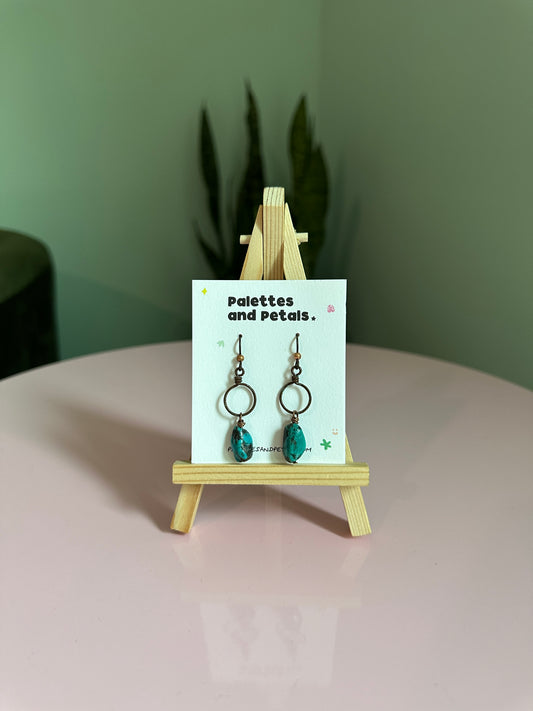 Antiqued Copper Hoops with Turquoise Nuggets