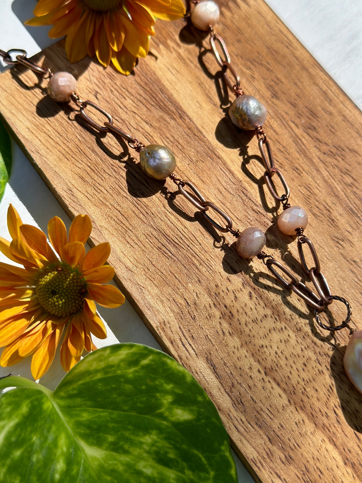 Baroque Pearl Necklace with Moonstone and Edison Pearls
