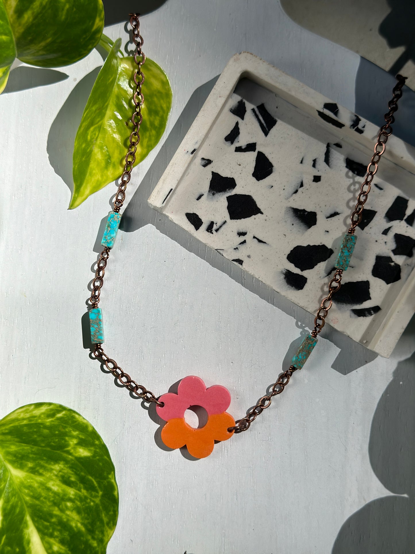 Retro Boho Vintage Flower Girl Necklace