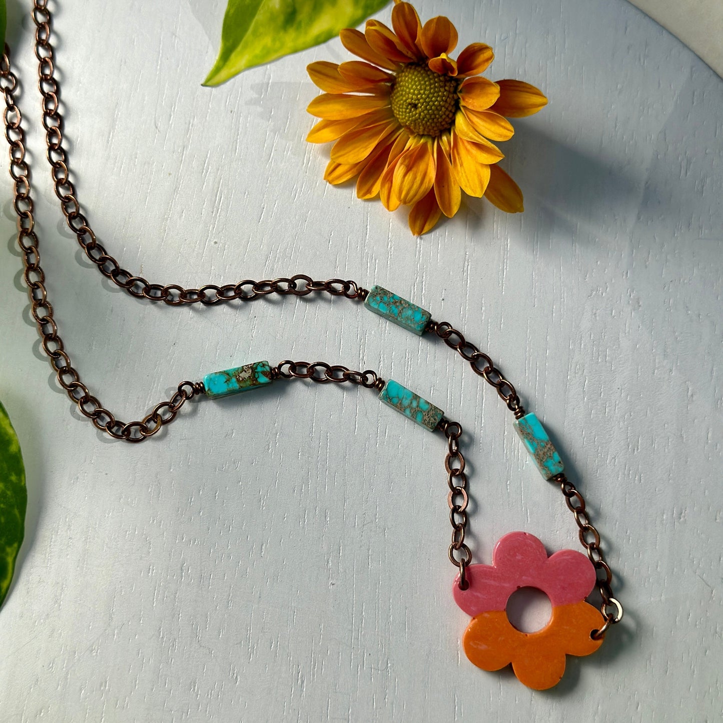 Retro Boho Vintage Flower Girl Necklace
