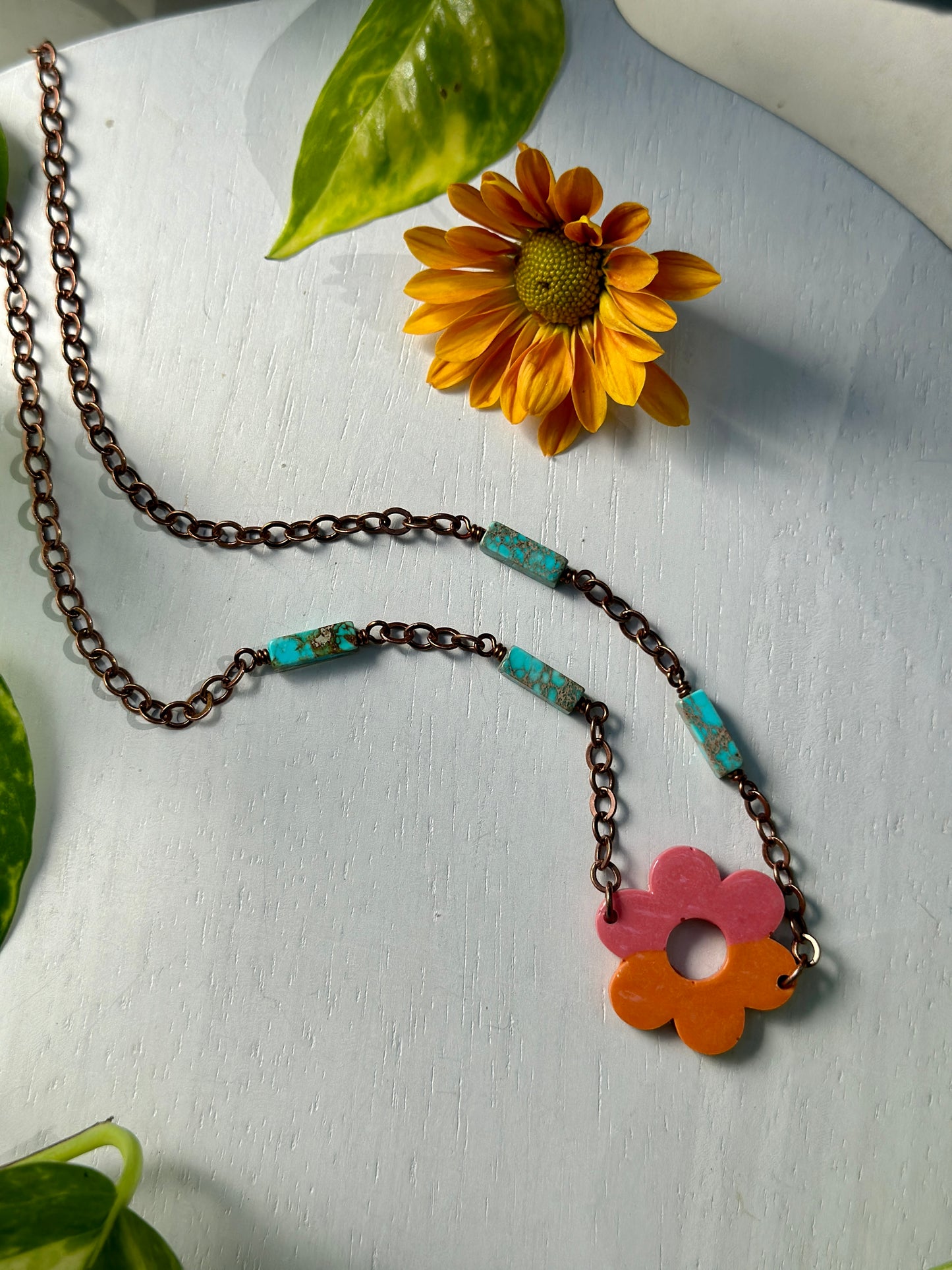 Retro Boho Vintage Flower Girl Necklace