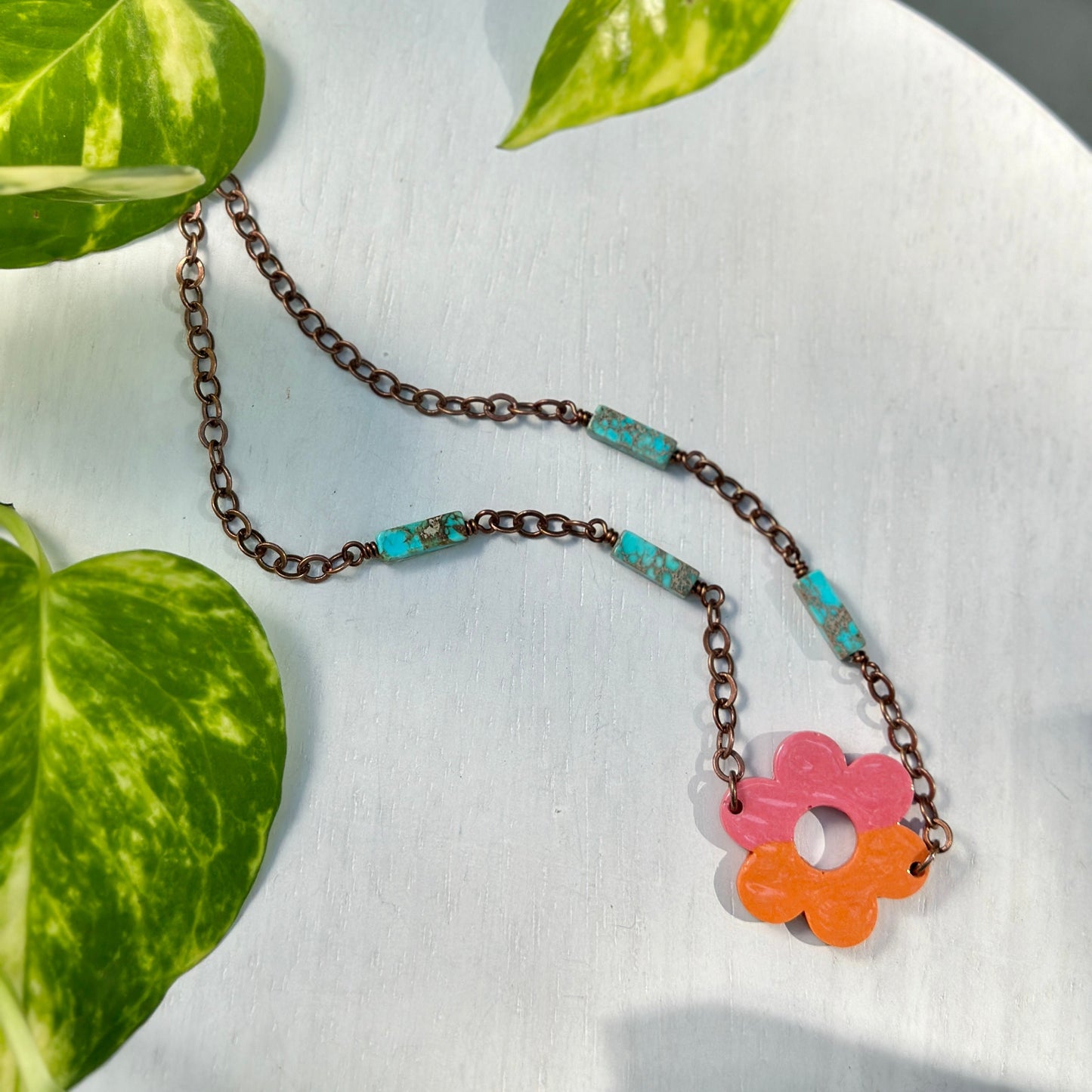 Retro Boho Vintage Flower Girl Necklace