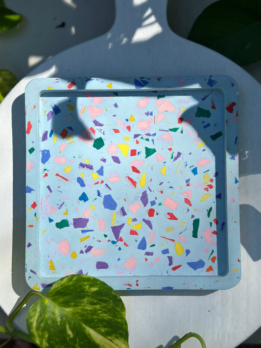Baby Blue Square Terrazzo Tray