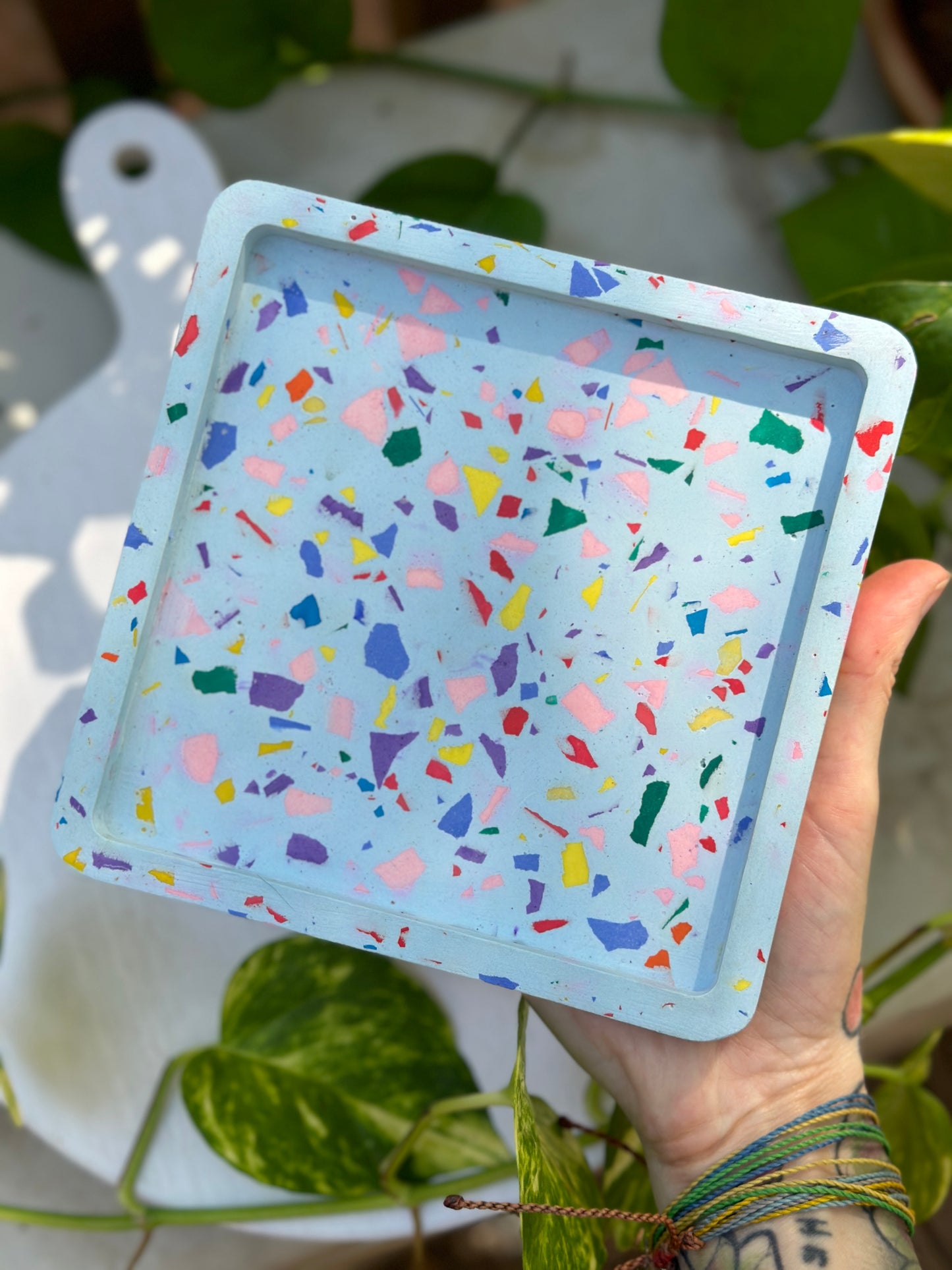 Baby Blue Square Terrazzo Tray