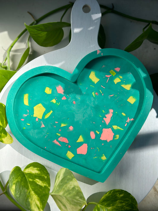 Teal Heart Terrazzo Tray