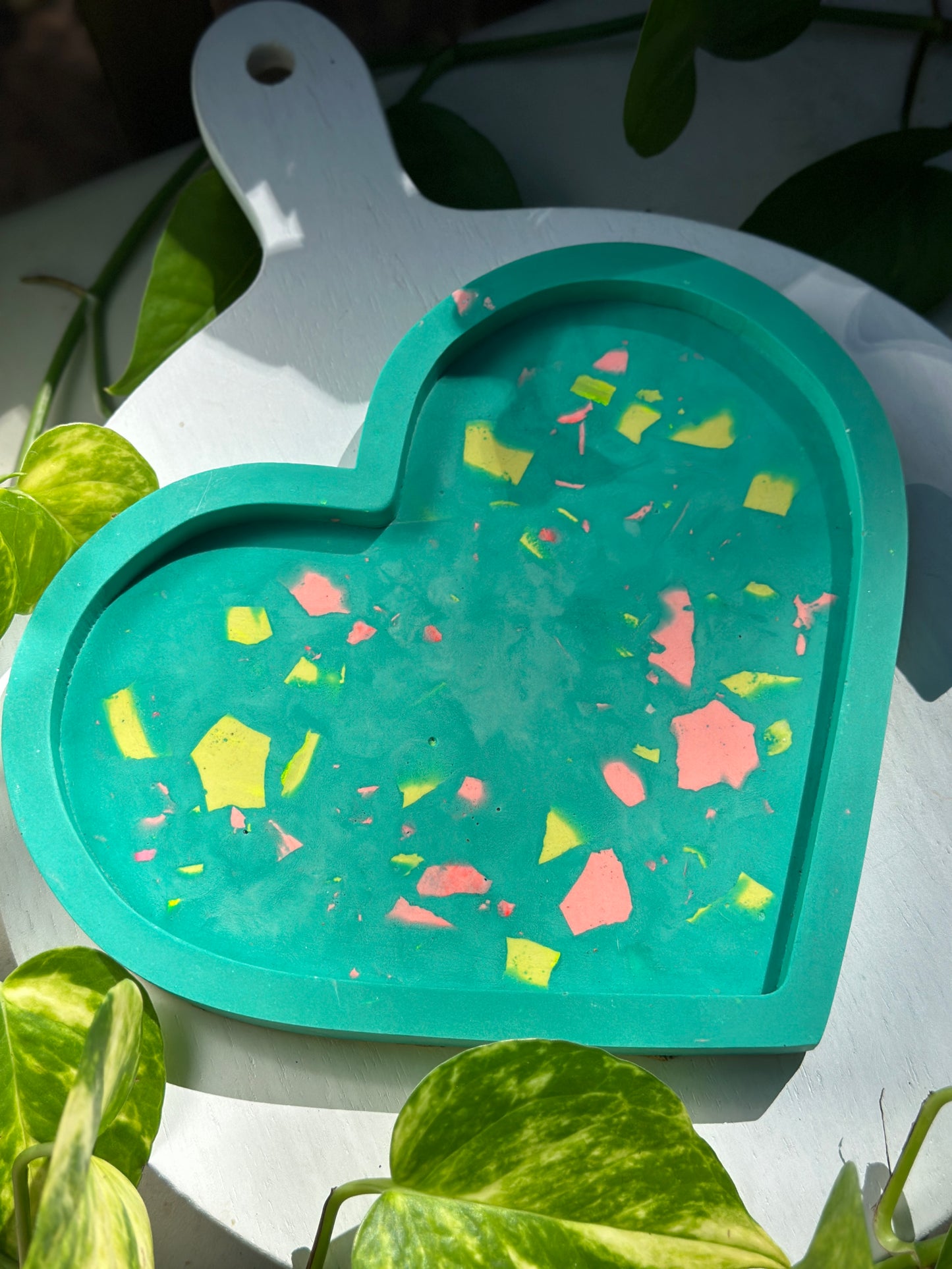 Teal Heart Terrazzo Tray