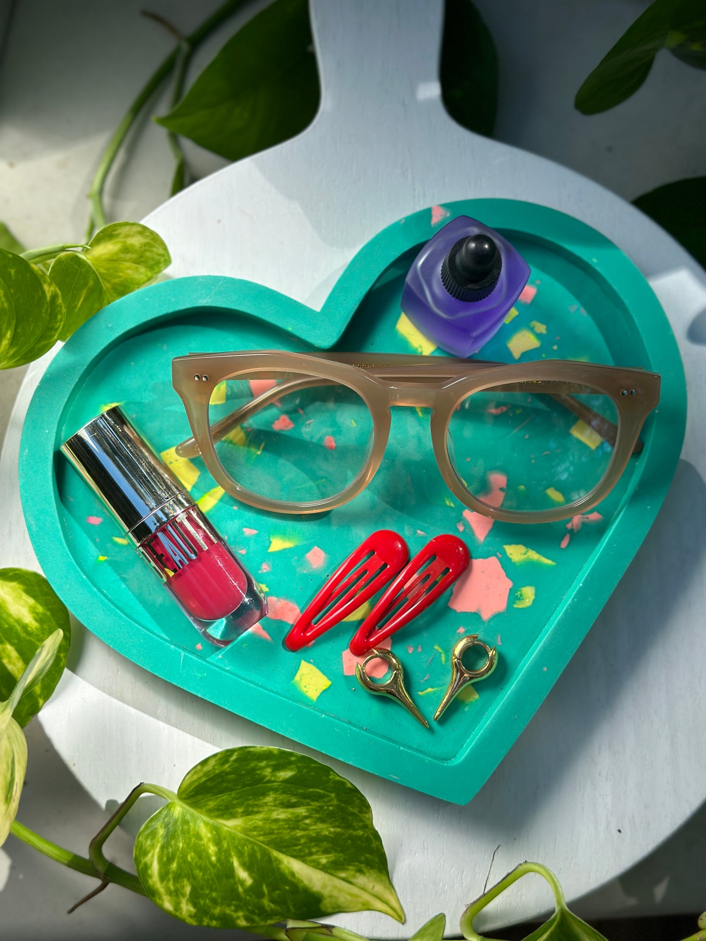 Teal Heart Terrazzo Tray
