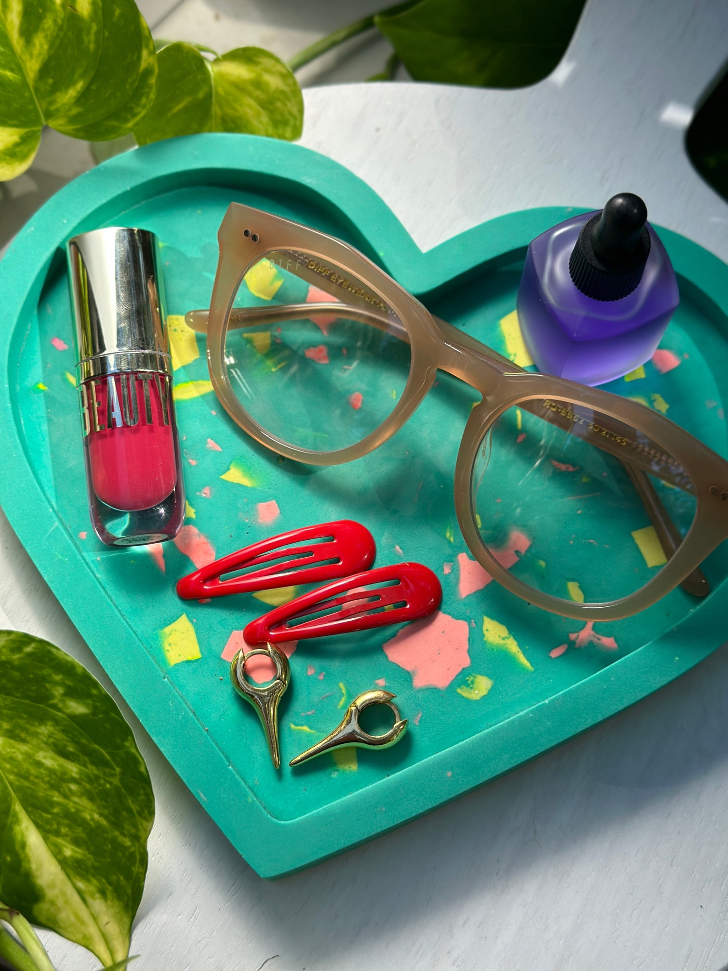 Teal Heart Terrazzo Tray
