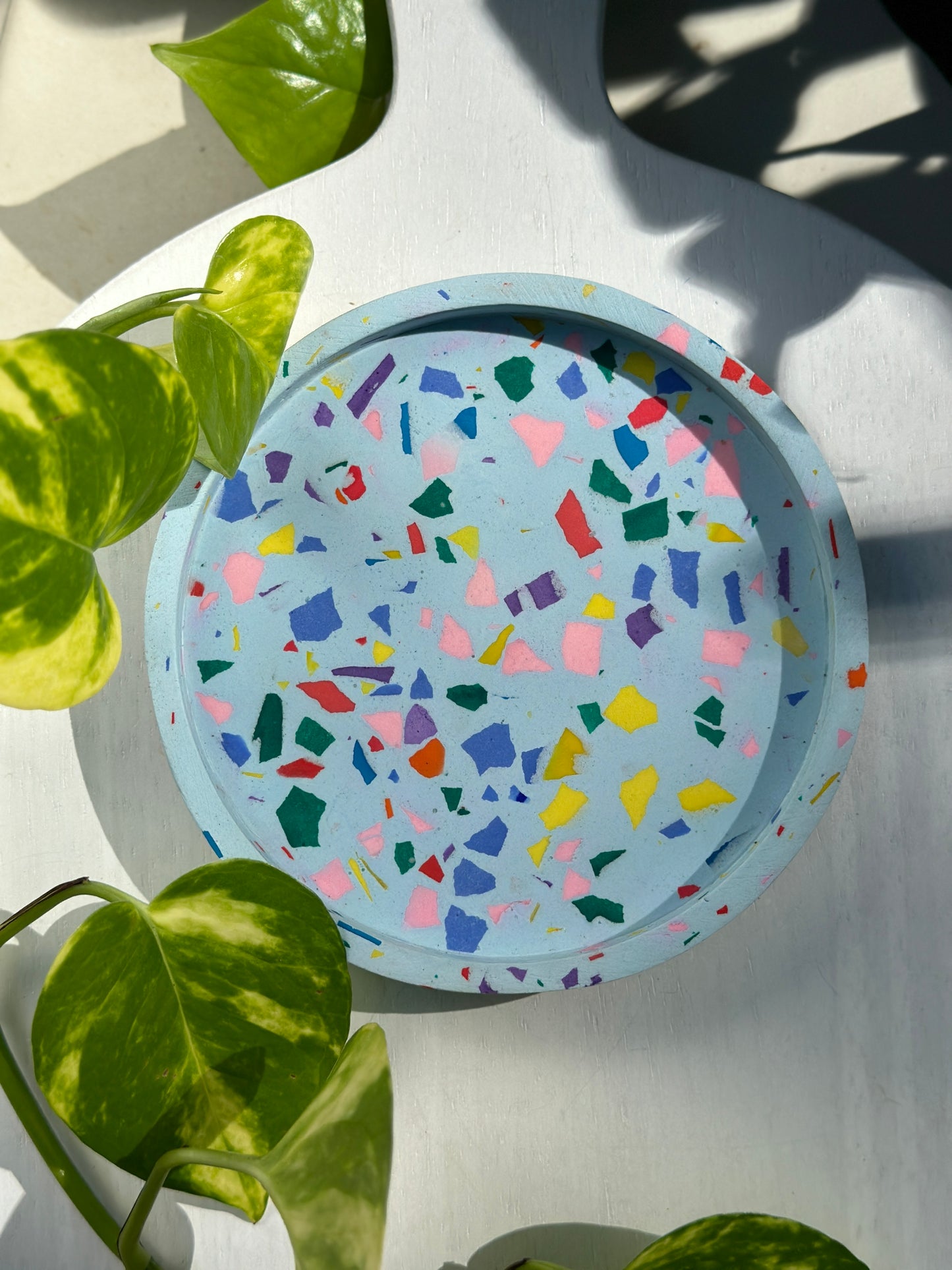 Multi-color Terrazzo Trinket Dish - Round