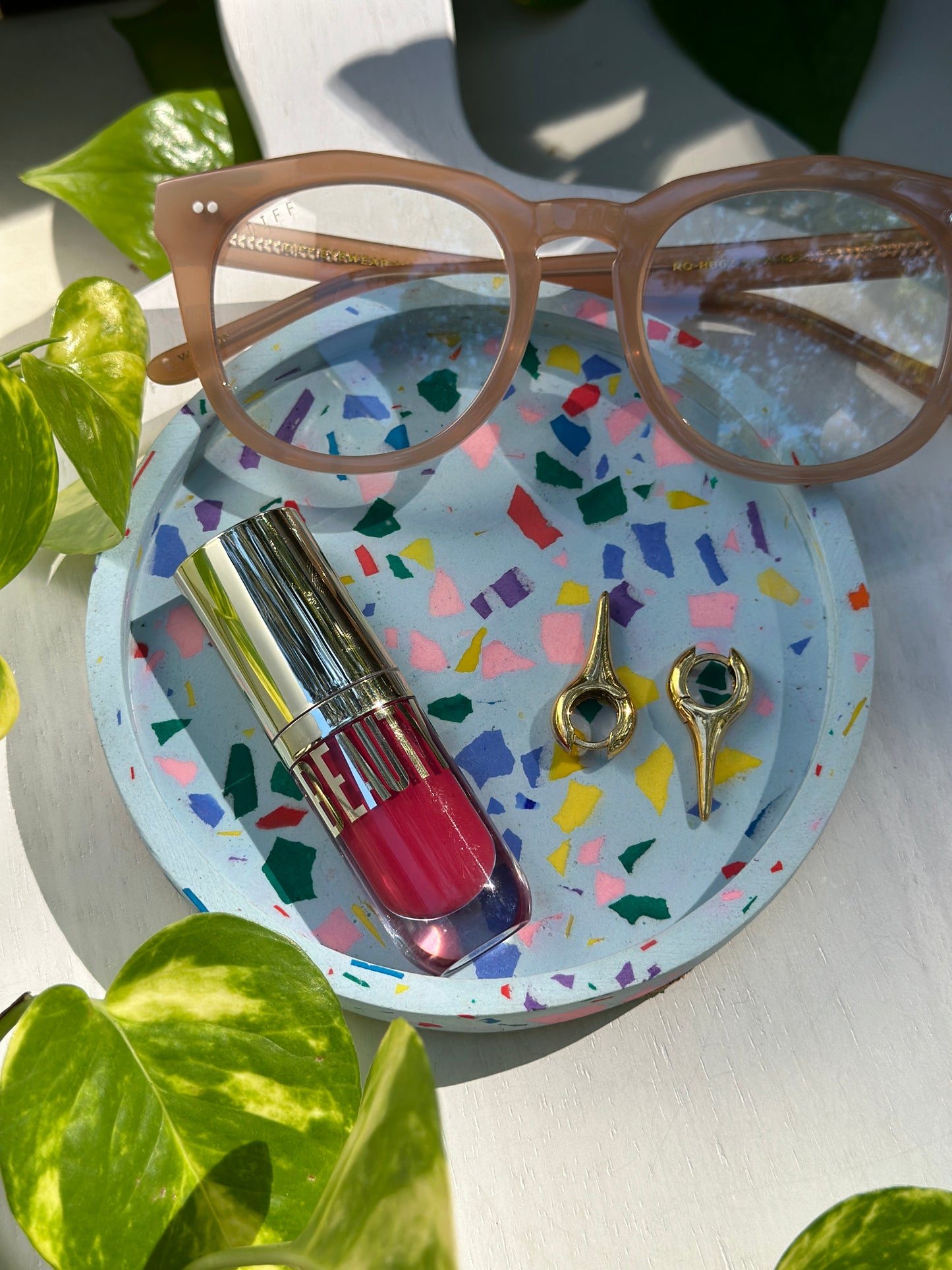 Multi-color Terrazzo Trinket Dish - Round