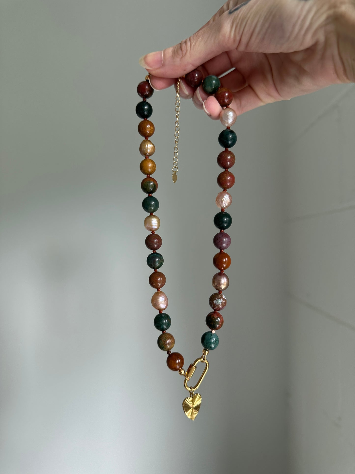 Ocean Jasper and Edison Pearl Necklace