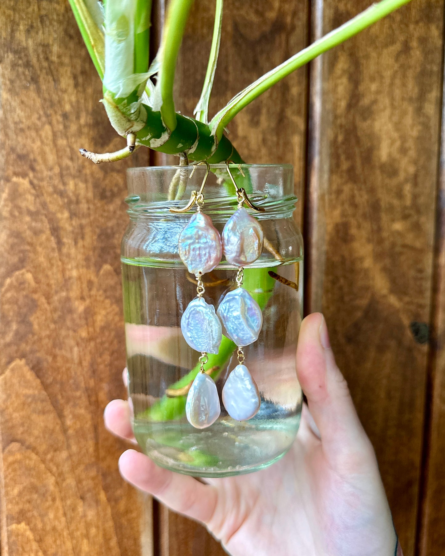 Three Tiered Coin Pearl Dangles