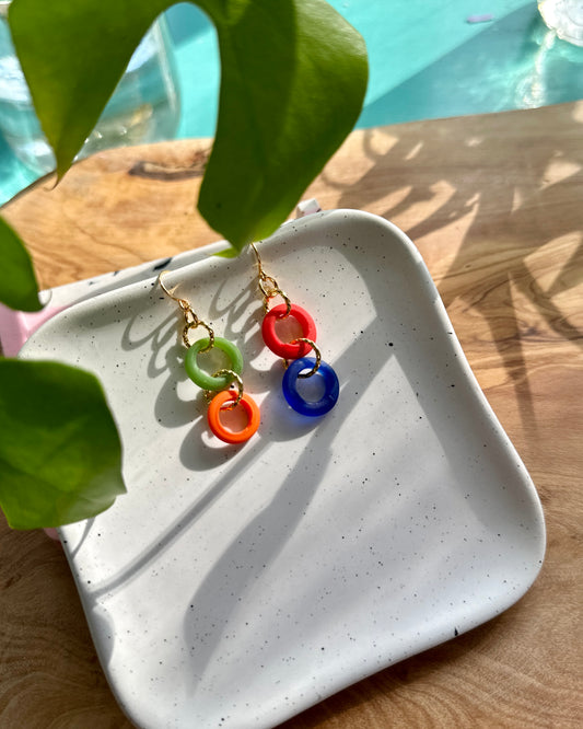 Multi-Colored Recycled Glass Earrings 2