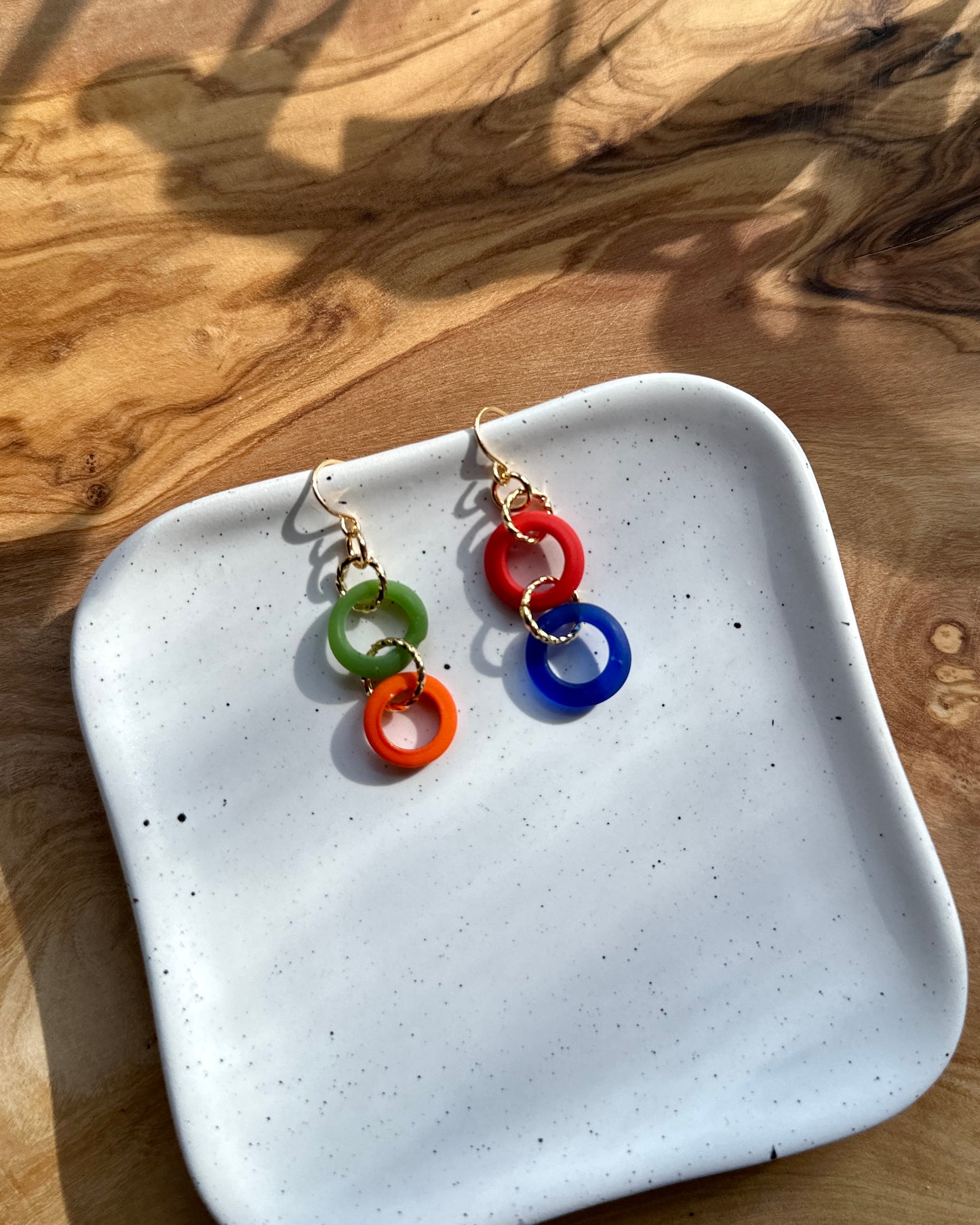 Multi-Colored Recycled Glass Earrings 2