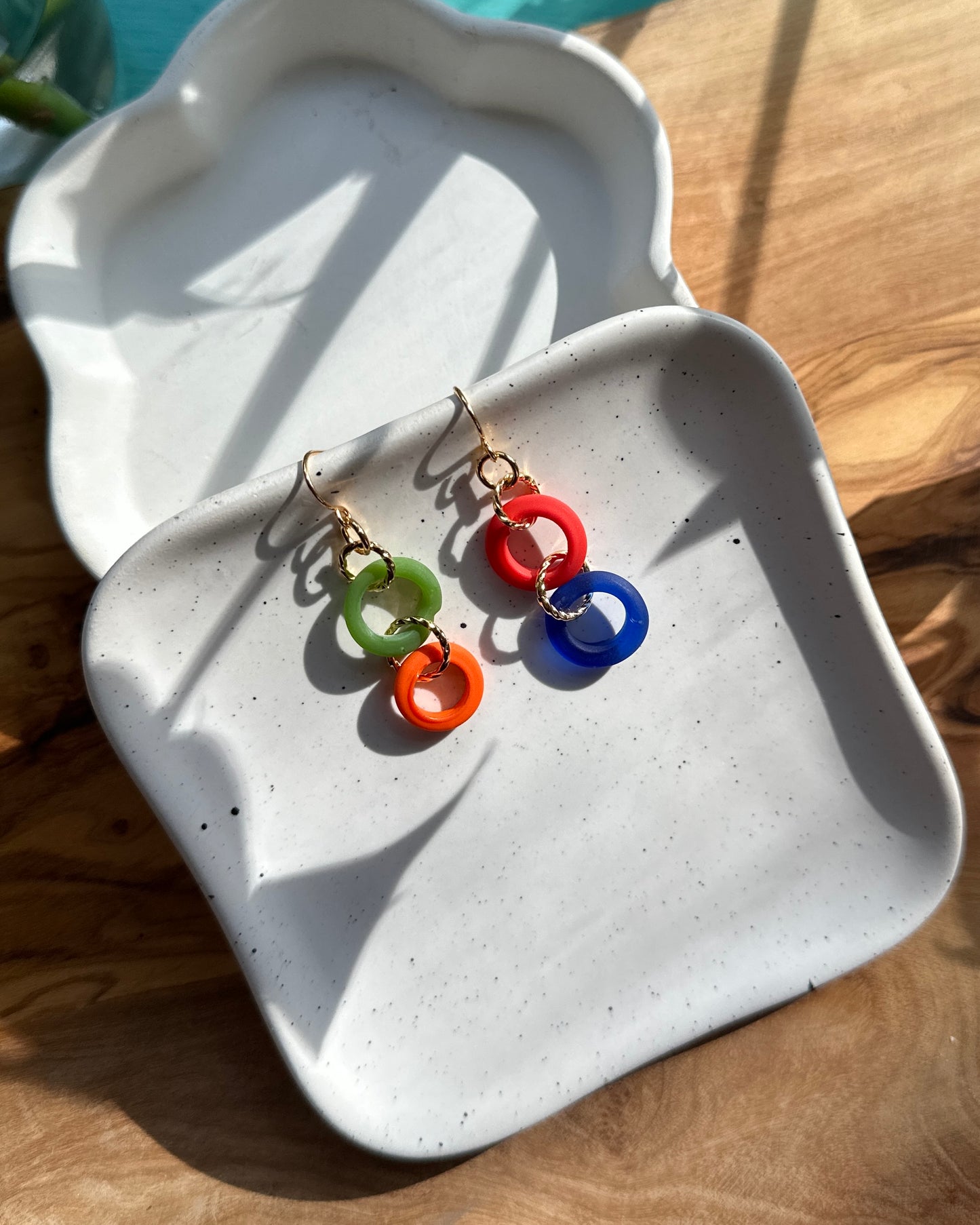 Multi-Colored Recycled Glass Earrings 2