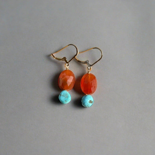 Carnelian and Sonoran Turquoise Earrings