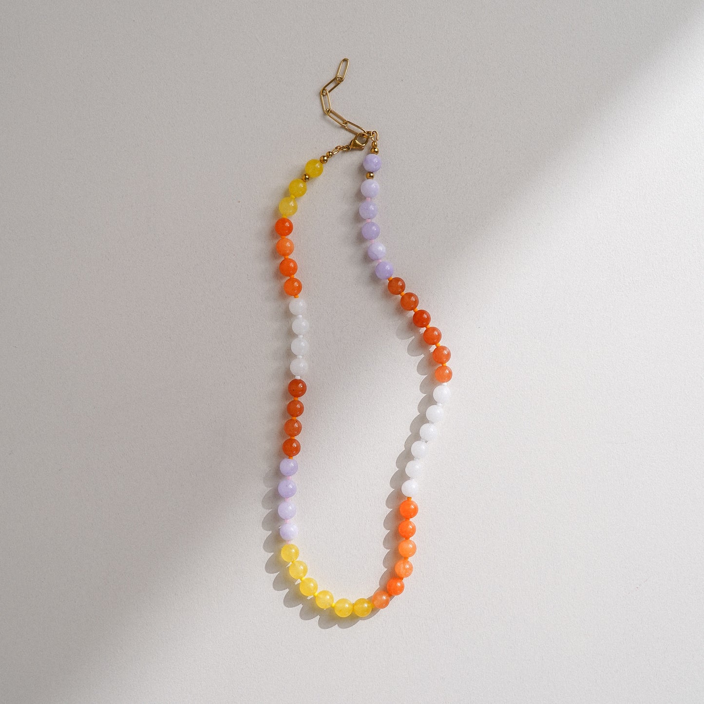 Citrus Color Block Jade Bead Necklace