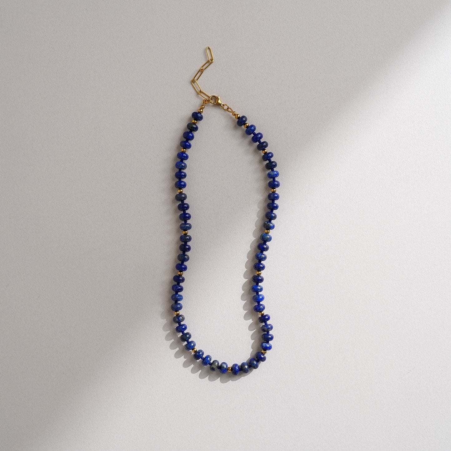 Lapis Lazuli & Gold Rondelle Bead Necklace