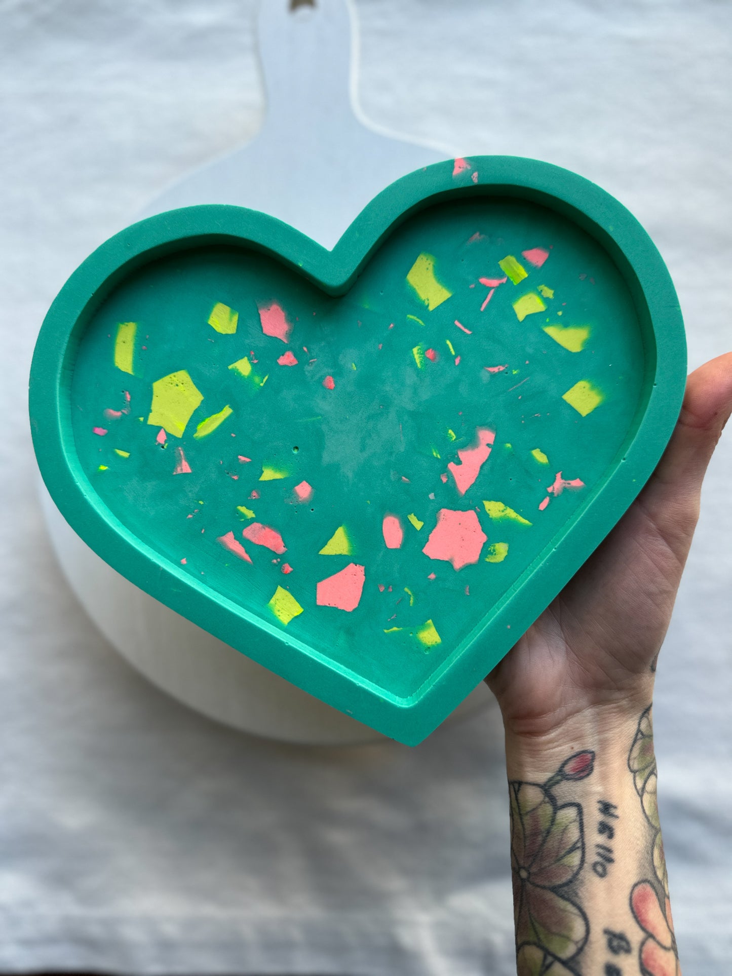 Teal Heart Terrazzo Tray