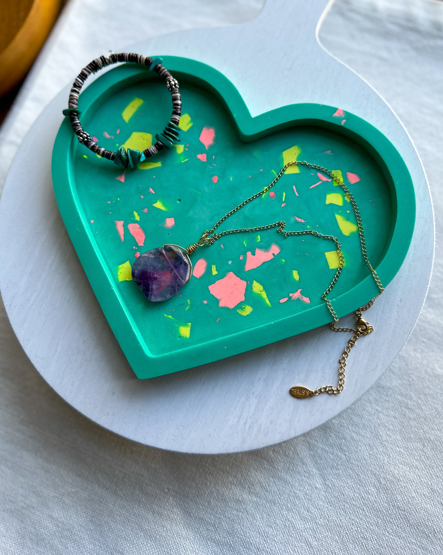 Teal Heart Terrazzo Tray