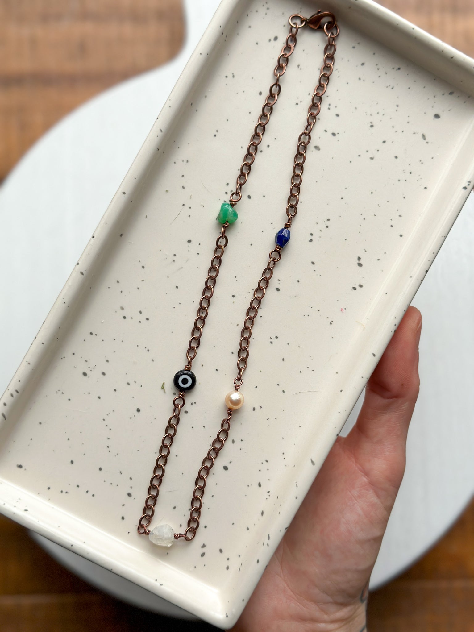 Happy Vibes Antique Copper Chain Necklace #1 – Palettes and Petals
