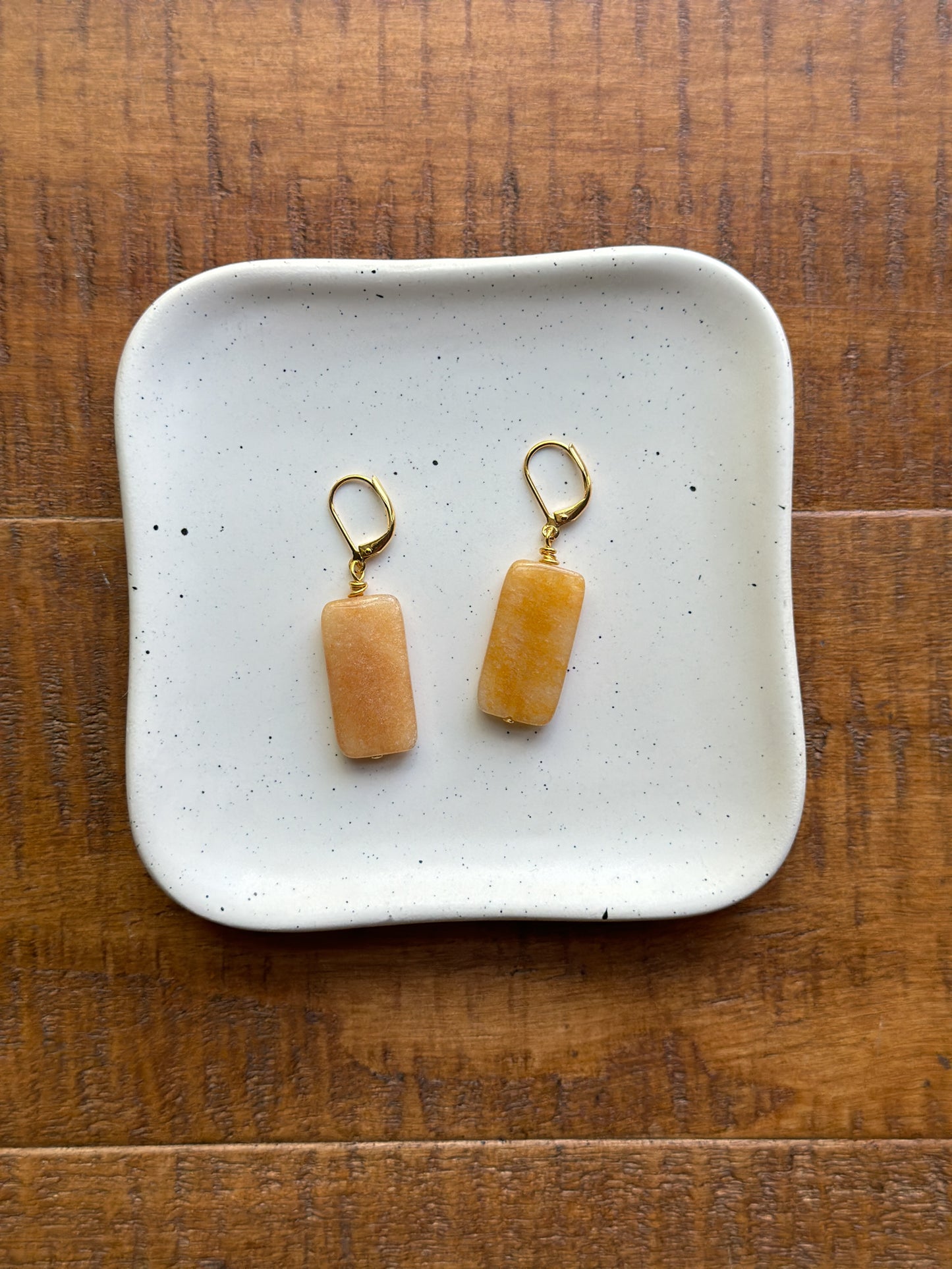 Yellow Jade Gemstone Earrings