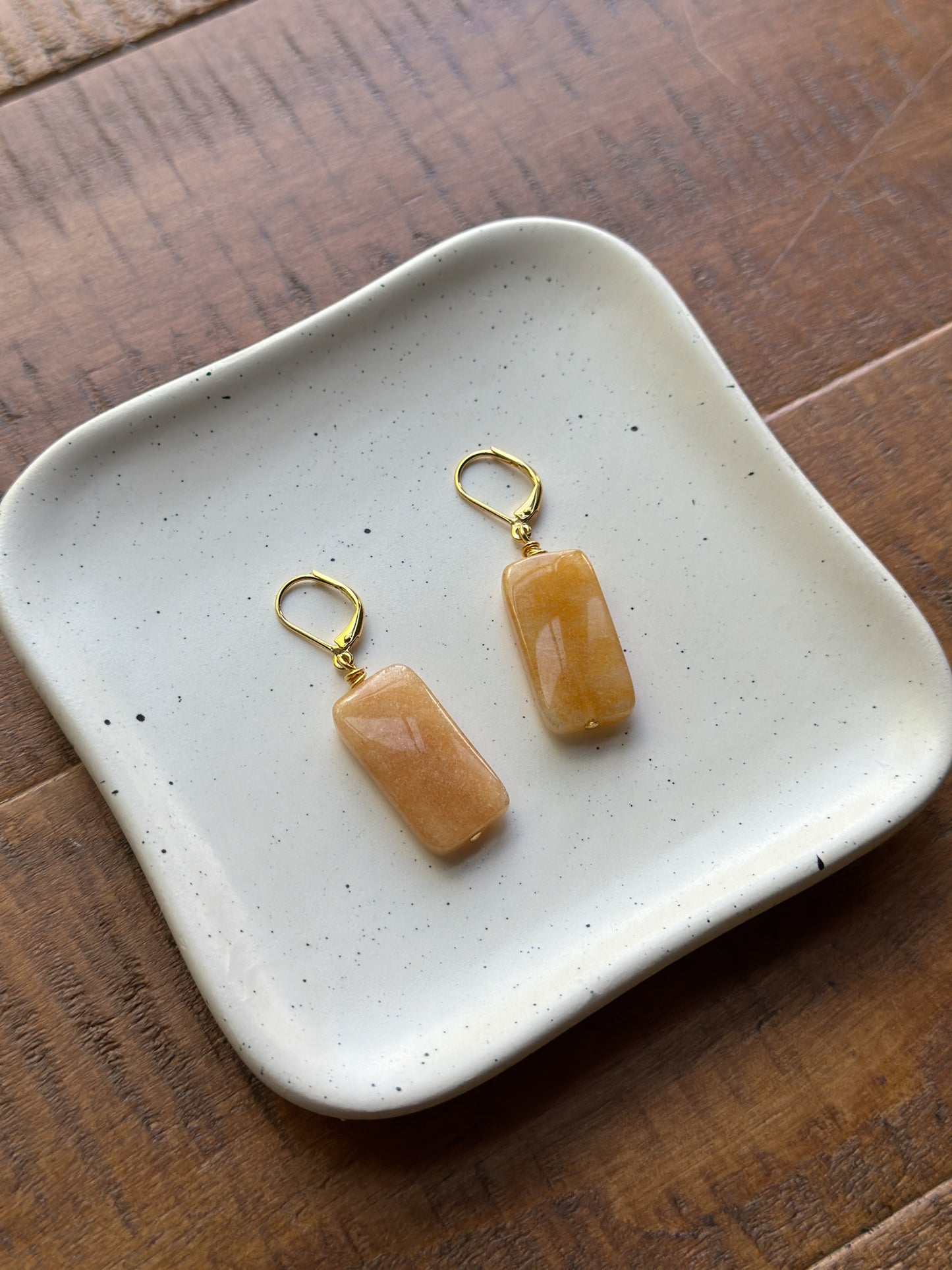 Yellow Jade Gemstone Earrings