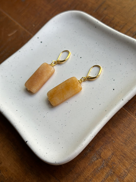 Yellow Jade Gemstone Earrings