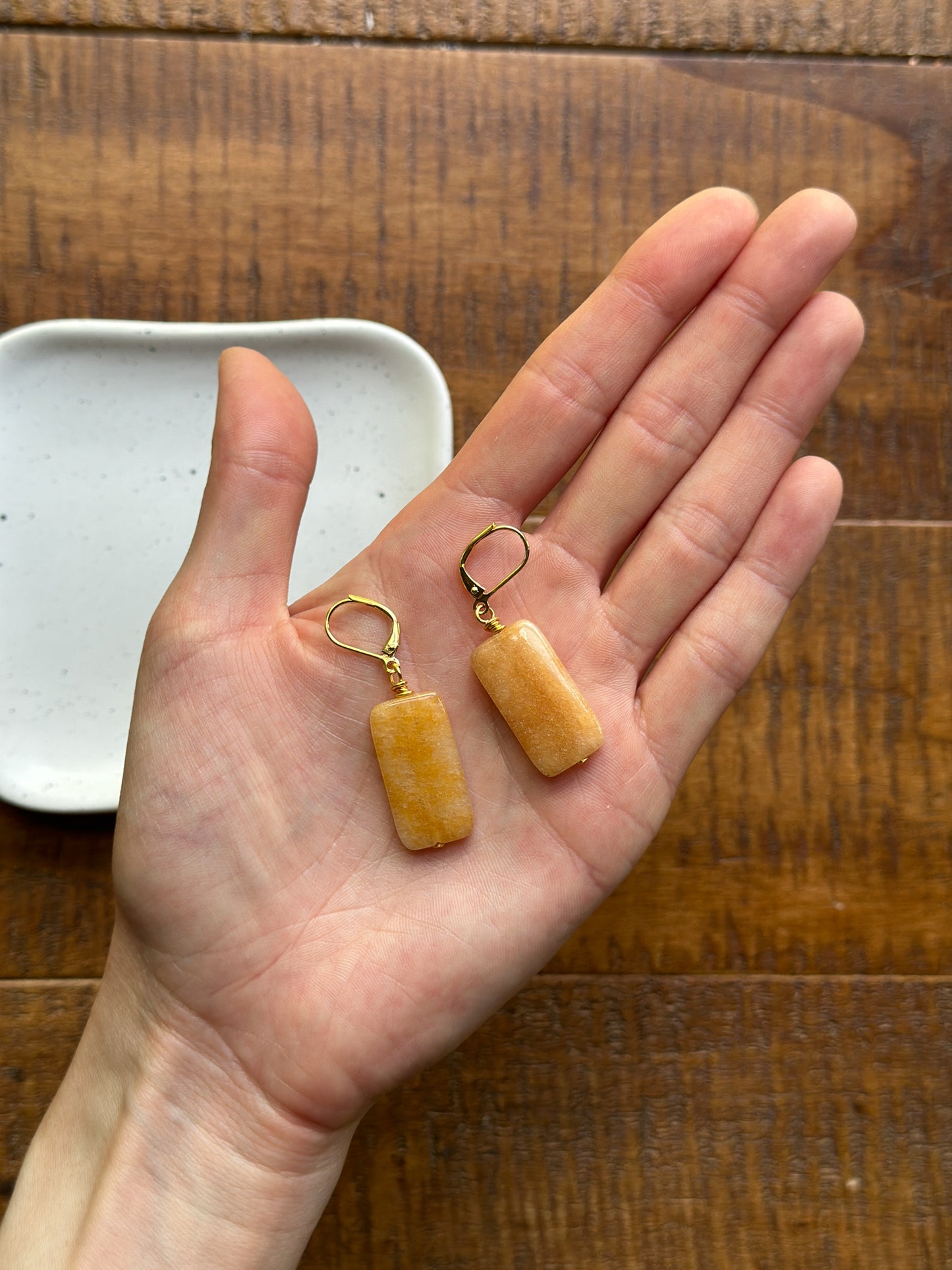 Yellow Jade Gemstone Earrings