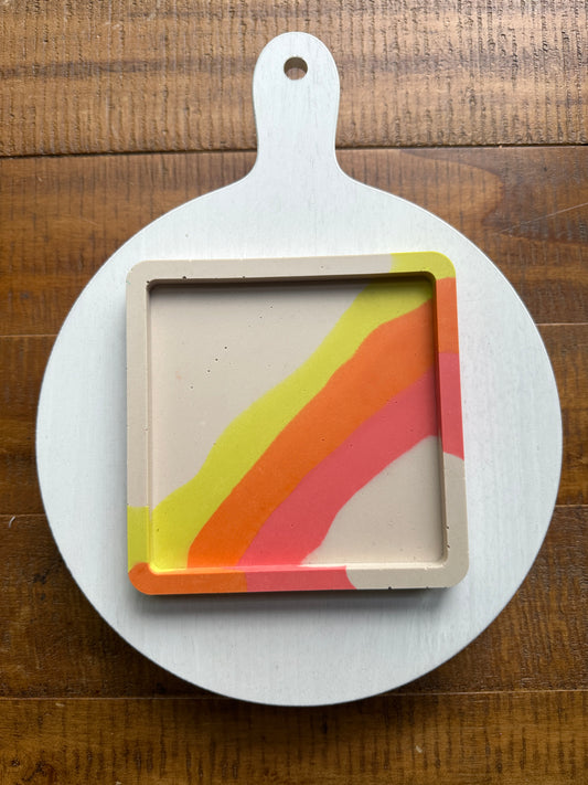 Funky Rainbow Color Block Square Tray
