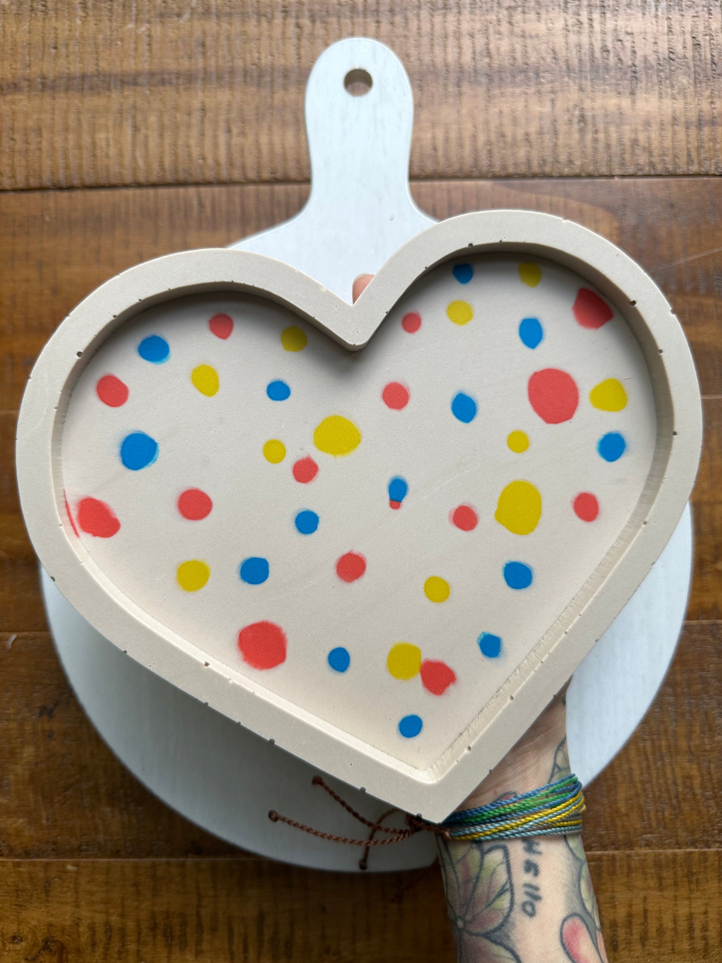 Vintage Polka Dot Heart Tray