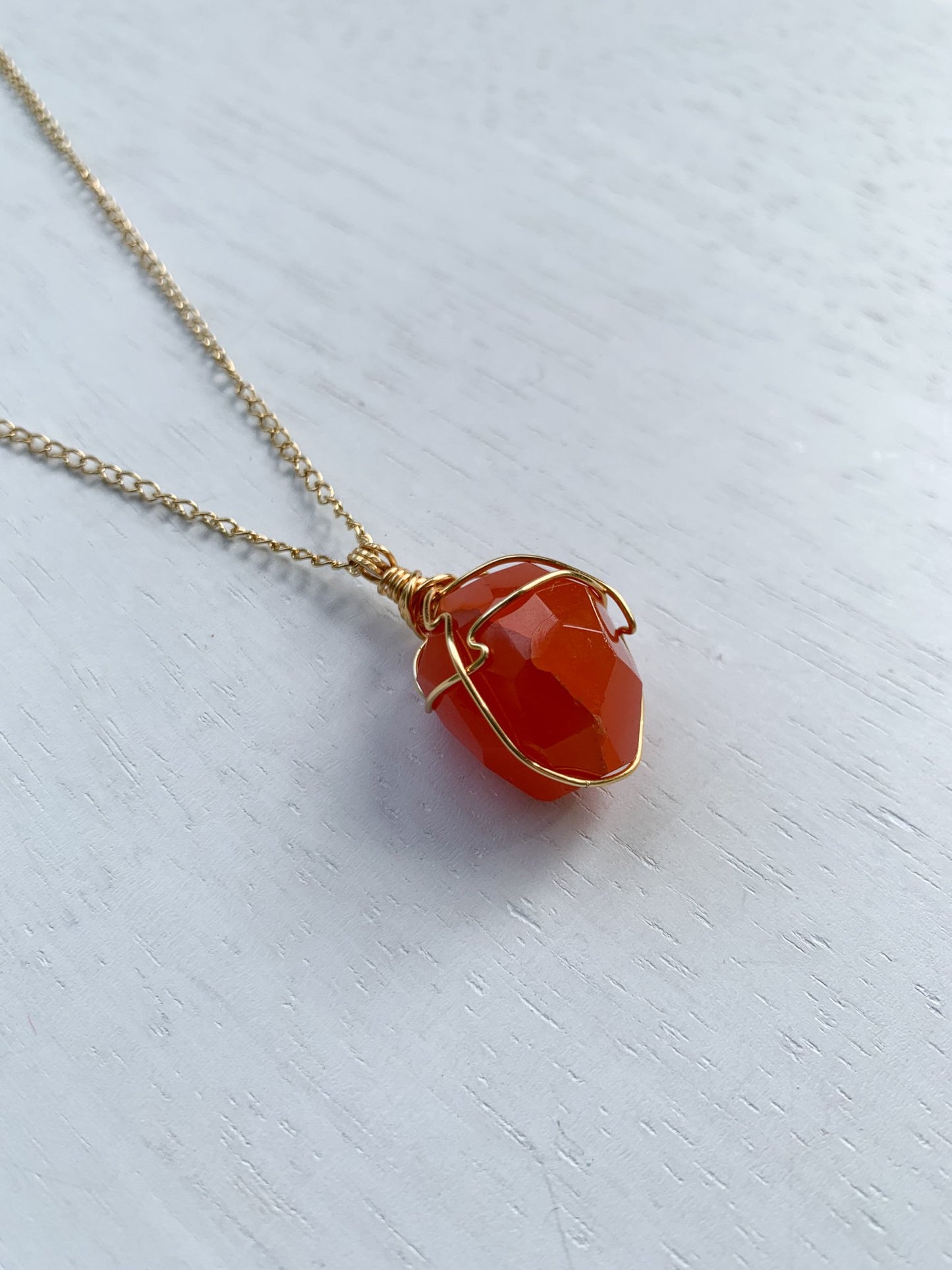Wrapped Carnelian Gemstone Necklace