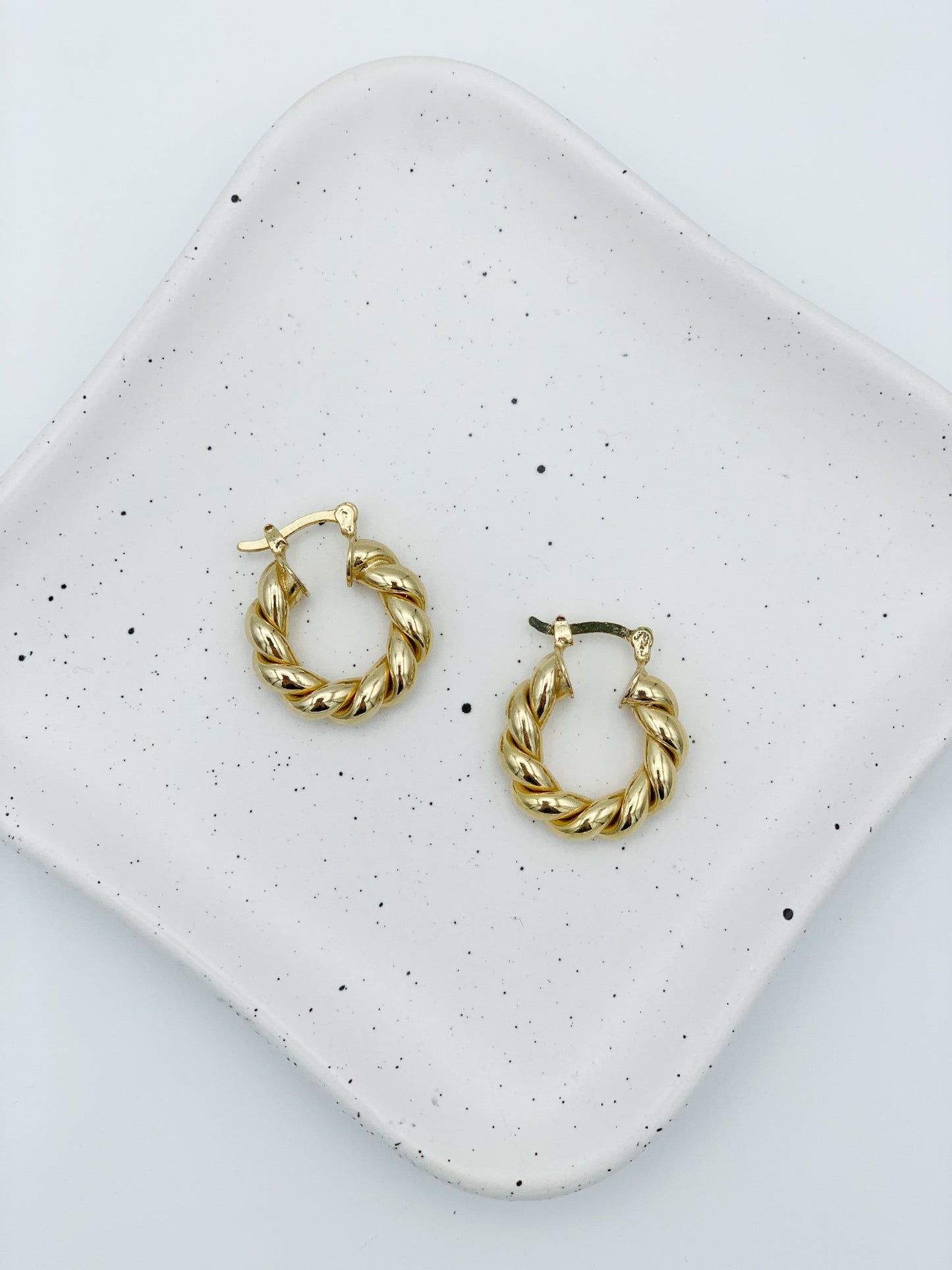 18k Gold Filled Twisted Tube Hoop Earrings