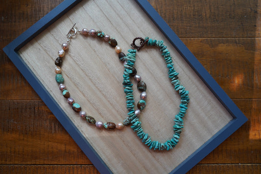 Two chunky turquoise bead necklaces