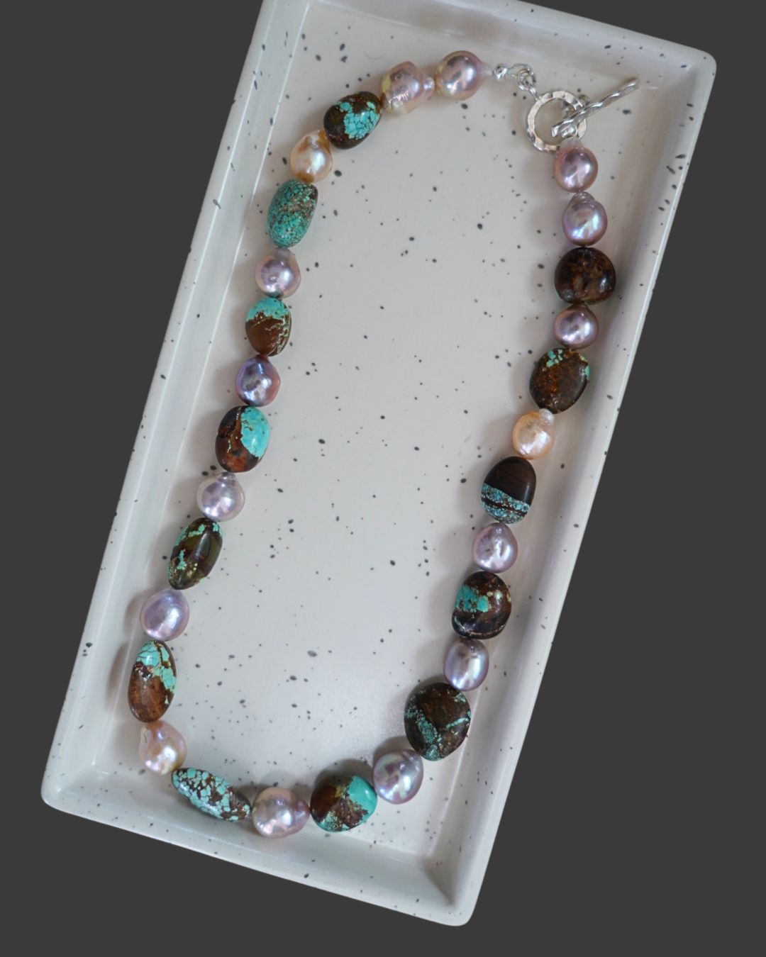 Number 8 Turquoise with Edison Pearl Necklace