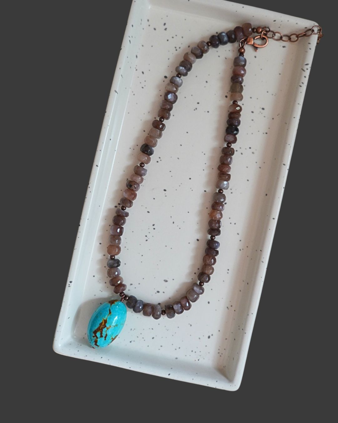 Brown Moonstone with Kingman Turquoise Pendant