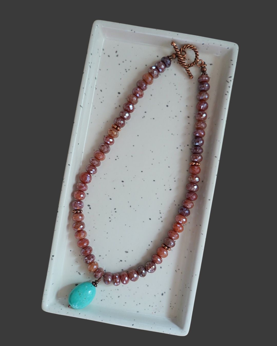 Copper Moonstone with Kingman Turquoise Pendant