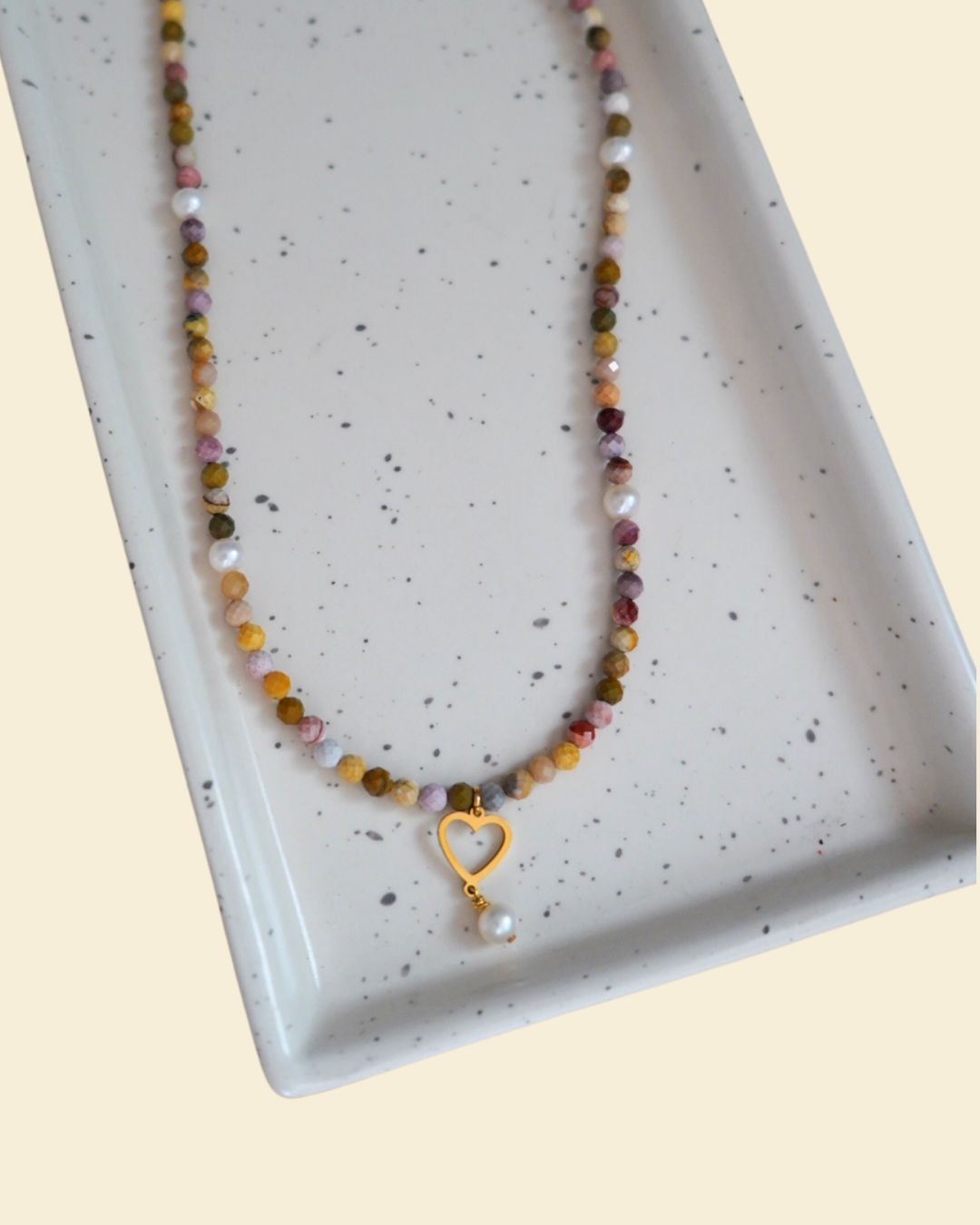 Mookaite & Pearl with Heart Necklace